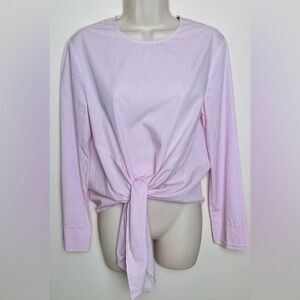 Antonio Melani Long Sleeve White Pink Striped Shirt with Tie Front Size XS